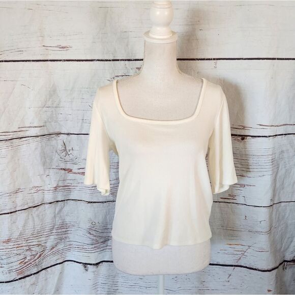 Marine Layer Lexi Rib Square Neck Top Size Large - Picture 2 of 7